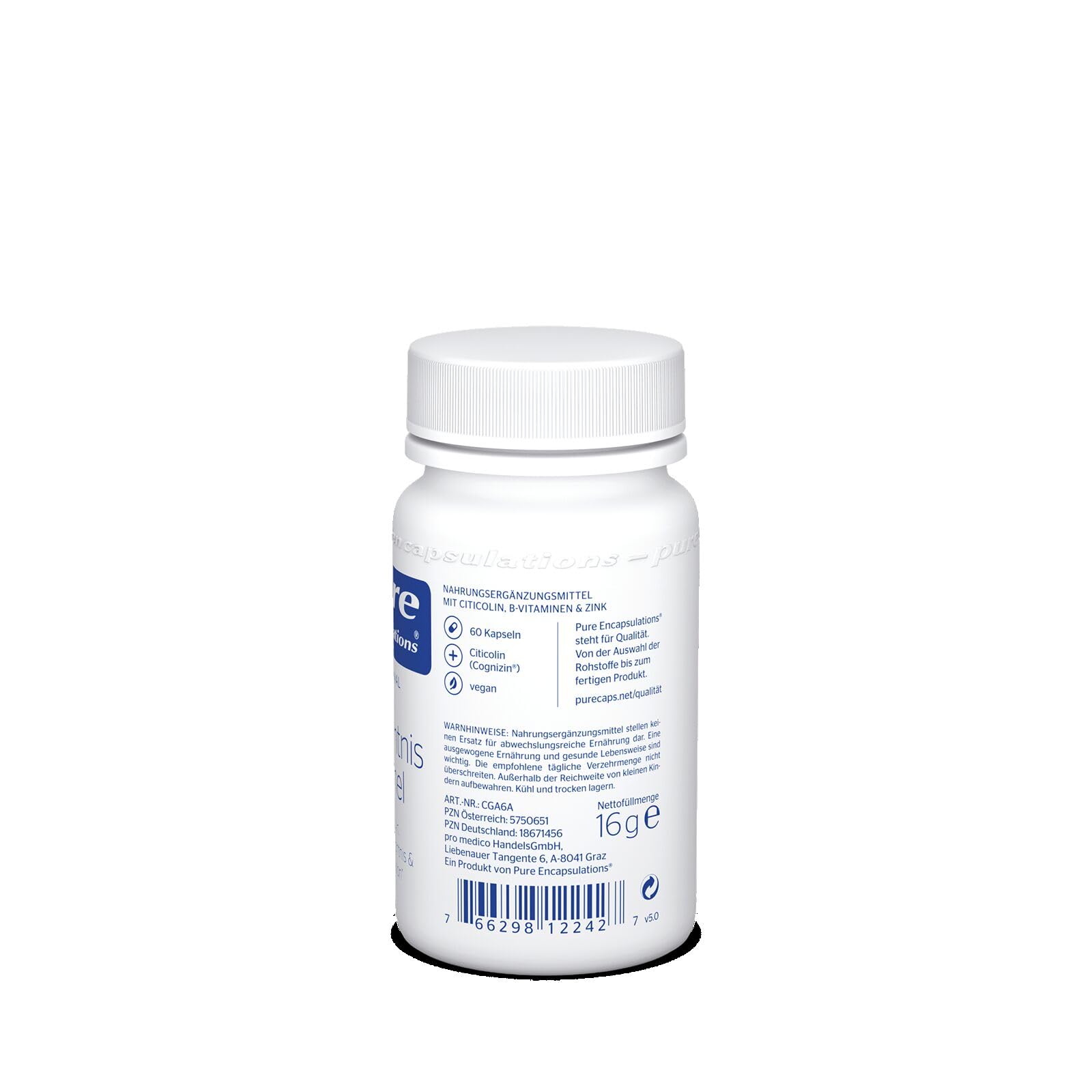 Pure Encapsulations - Gedächtnis Formel - Mit Citicolin, B-Vitaminen und Zink - Unterstützt Konzentration und Gedächtnis - 60 Kapseln