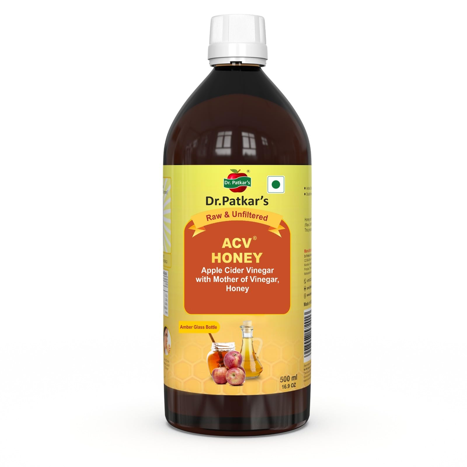 Dr. Patkars Apple Cider Vinegar With Honey | Unfiltered & Undiluted | Suitable for Weight loss with Improved Immunity | Weight management (With Mother) 500ml (B017IR831U) Amazon Price History, Amazon Price Tracker