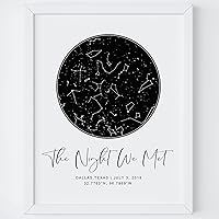 Vista 15 de Personalized Star Map With Specific Dates & Place - Custom Constellation Map Print, Unframed- Special Occasion Star Chart Wall Art- Great Black
