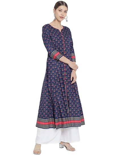 Yash Gallery Women's Rayon Floral Printed Anarkali Kurta for Women