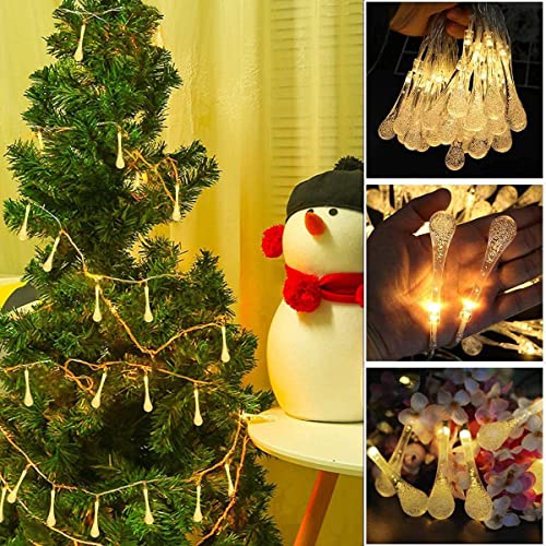 Image of One94Store Drop String Lights - 14 LED, 3 Meter, Warm White, Waterproof Decorative Fairy Lights for Indoor /Outdoor, Garden, Diwali, Christmas, Wedding (Warm White)