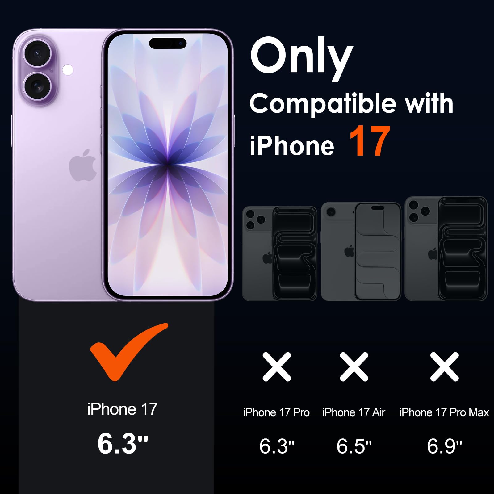 iVoler Anti Ingiallimento Chiaro Cover per iPhone 17 6.3 Pollice con 2 Pezzi Pellicola Vetro Temperato, [Antiurto di Grado Militare] Custodia Trasparente Sottile Case