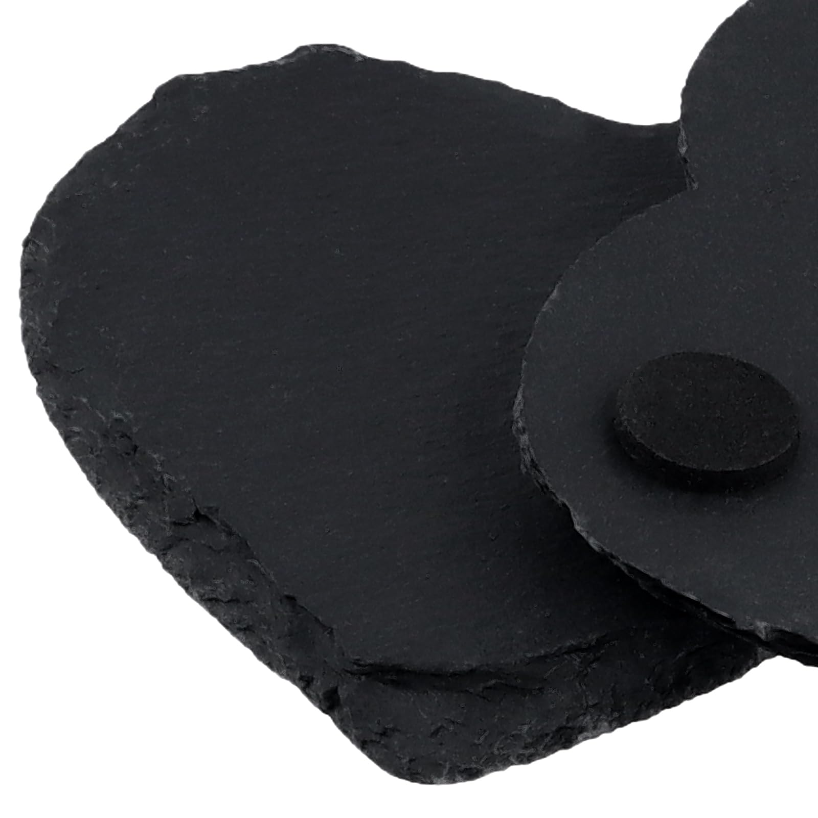 30 sottobicchieri in ardesia a forma di cuore, tovagliette in ardesia da 10 cm, con cuscinetti di fissaggio inferiori, sottobicchieri multiuso in pietra nera per bar, cucina, hotel, ristorante