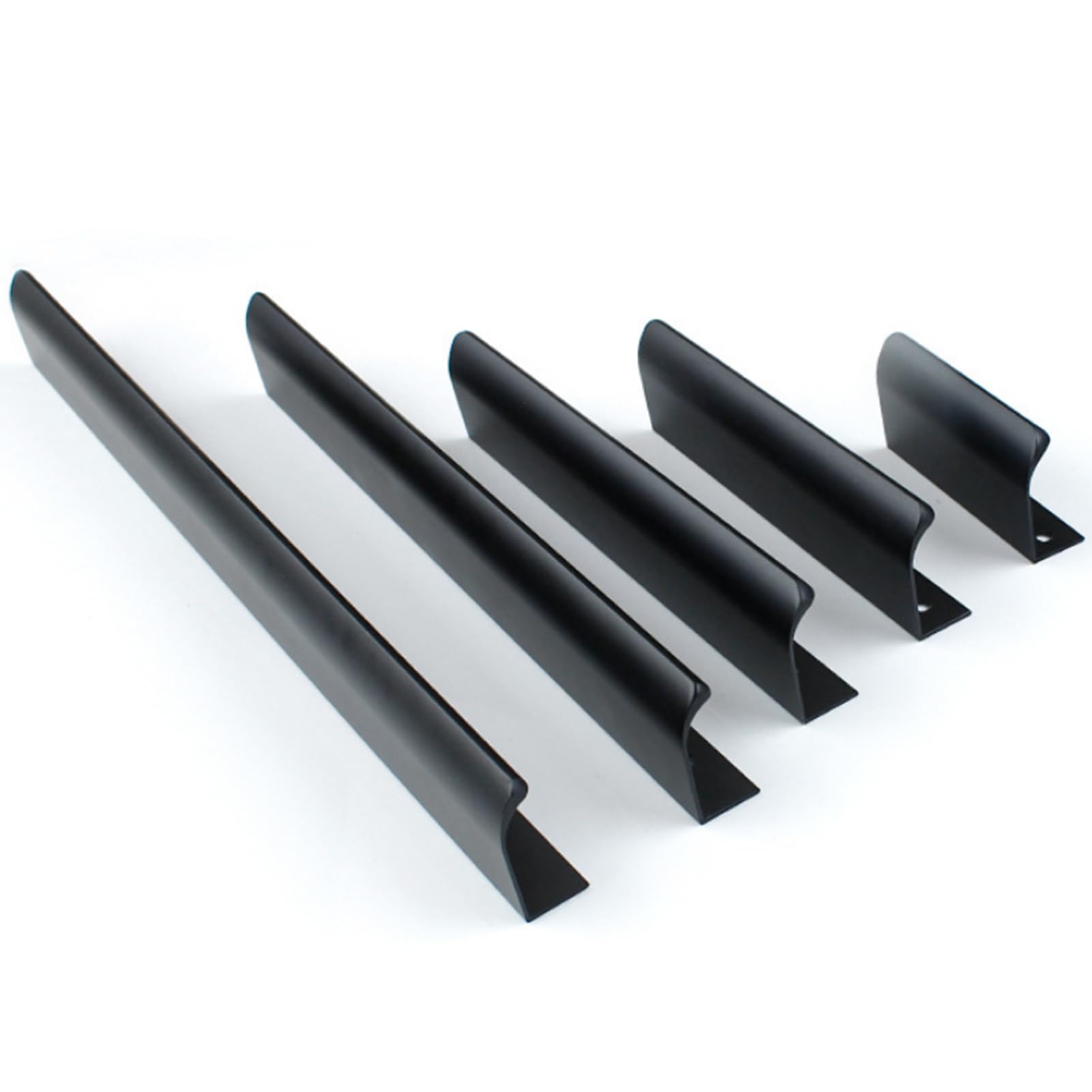 4 stuks meubelgrepen, verborgen deurgreep, kastgrepen, aluminium ladegreep, verborgen handgrepen, onzichtbare meubelgrepen, keukengrepen, zwart, 15 cm (afgeronde rand