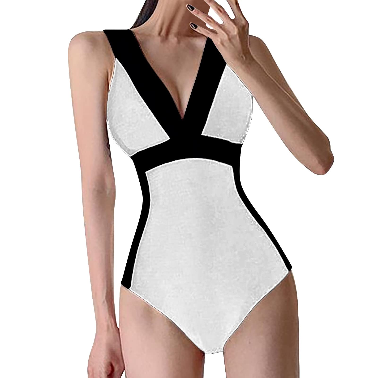 Cocila Women's Frame Swimsuit Traje de baño de Empalme sólido de Moda para Mujer Traje de baño de Bikini Sexy Traje de baño de Pieza de Correa de baño Conjuntos de Traje de Bañador Mujer Sexy Transparente