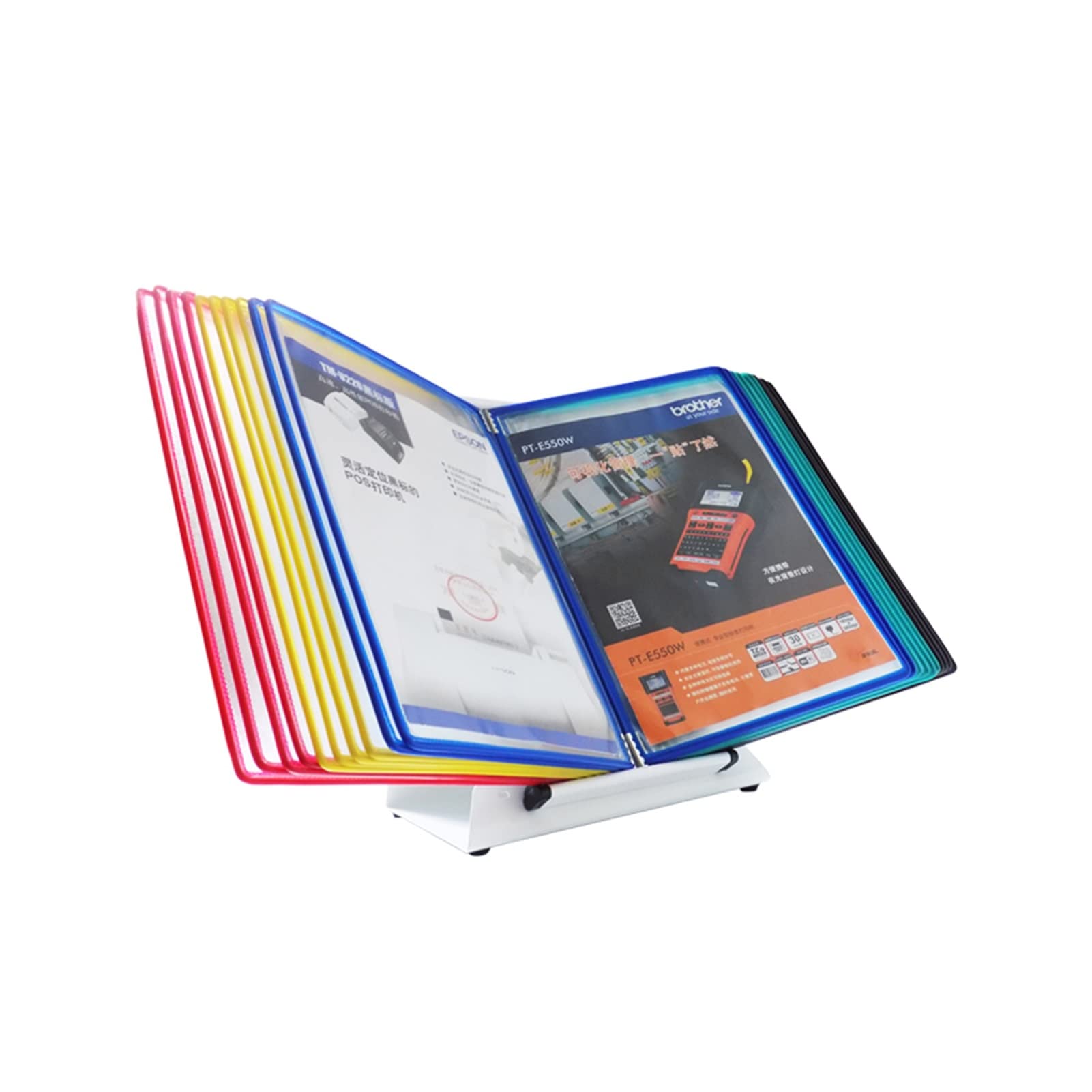 20-Pocket Desktop & Wall-Mount Reference Organizer - Adjustable Metal Flip File Holder For A4 Documents