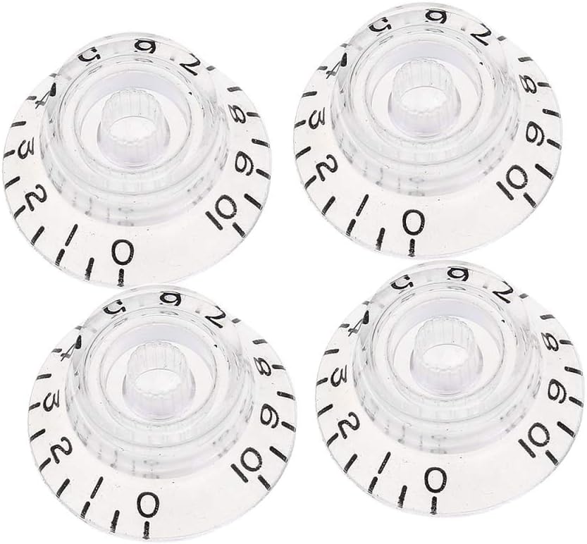 Musiclily Pro Left Handed Metric Size 18 Splines Guitar Bell Top Hat Knobs for Epiphone Les Paul SG Style Transparent (Set of 4)