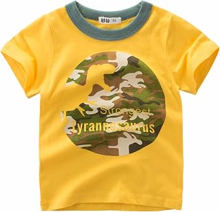Roupas infantis para bebês meninos camuflagem dinossauro manga curta gola redonda camisetas camisetas para 1-7