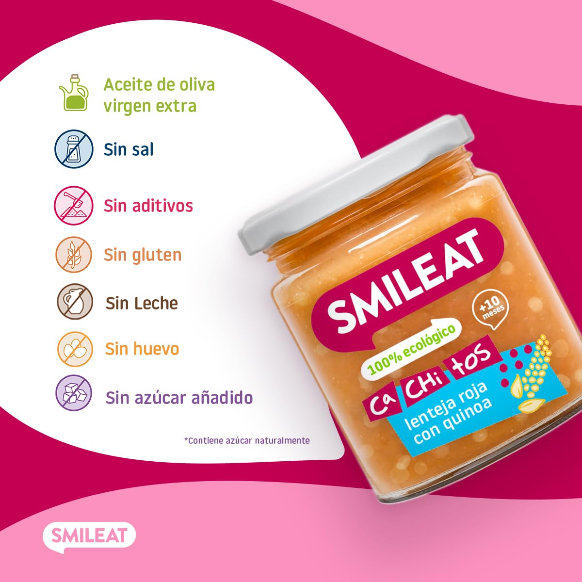 Smileat Tarritos de Lenteja Roja con Quinoa Ecológico Sin Azúcar Añadido Pack 4 x 230g 920g