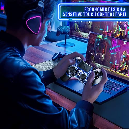 Miniatura 6 de Wireless Controller for PS4, Custom Design V2 Gamepad Joystick for PS4 with Non-Slip Grip of Both Sides and 3.5mm Audio Jack! Thumb Caps Included!