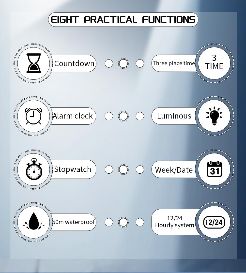 FANMIS Men's Solar Powered Casual Quartz Wrist Watch Analog Digital Multifunctional Black Sports Watch - Image 5