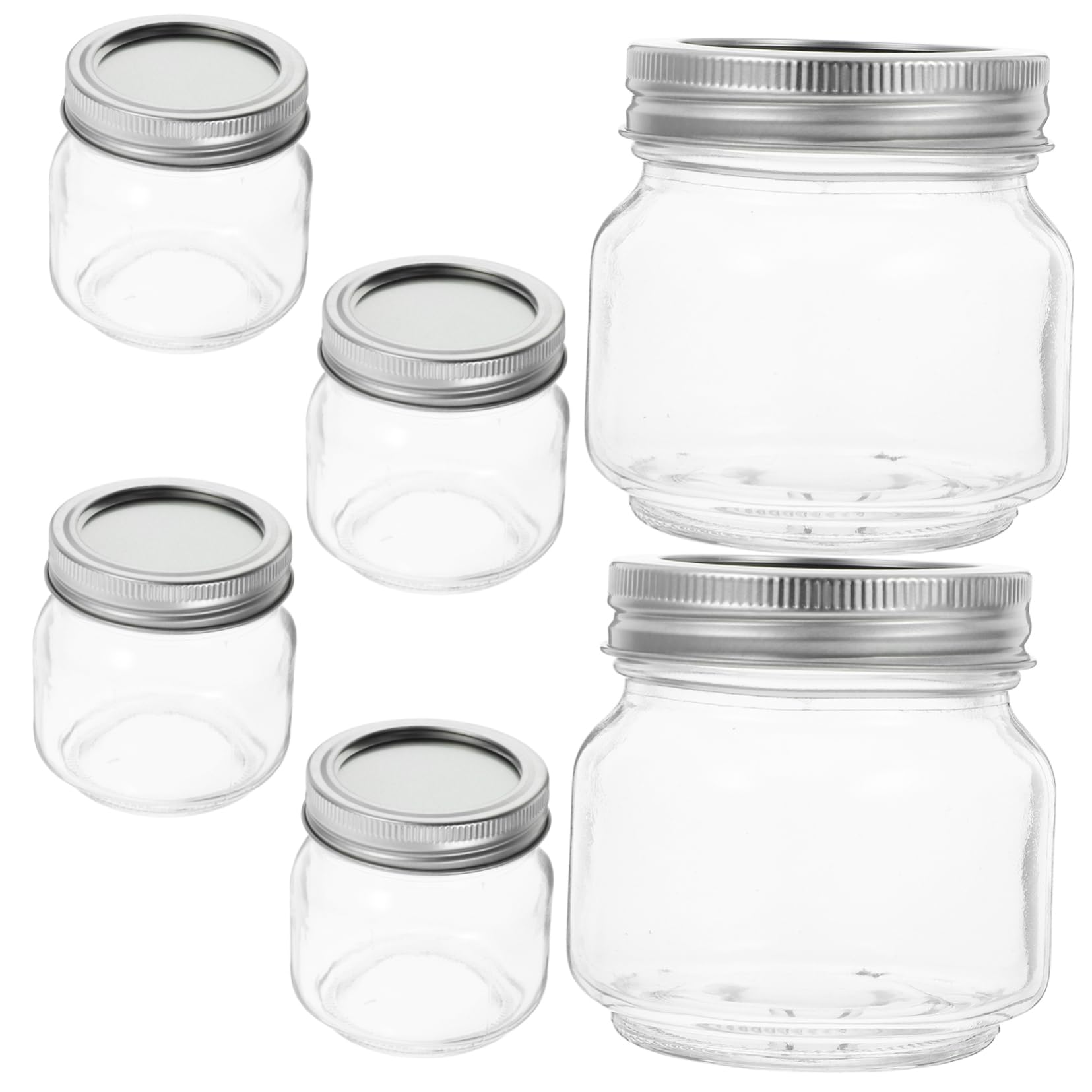 PartyKindom 6pezzi Barattoli Di Vetro Con Coperchi Ermetici Sicuri Per Congelatore Per Pasta Salsa Caramelle e Altri Alimenti Contenitori Trasparenti Per Inscatolamento e Conservazione