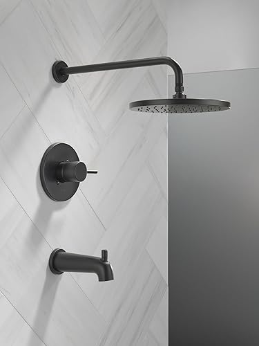 Miniatura 21 de Delta Faucet Kit moderno de grifo de ducha de la serie 14, color negro mate, con cabezal de ducha de un solo rociador, color negro mate T14459-BL-PP