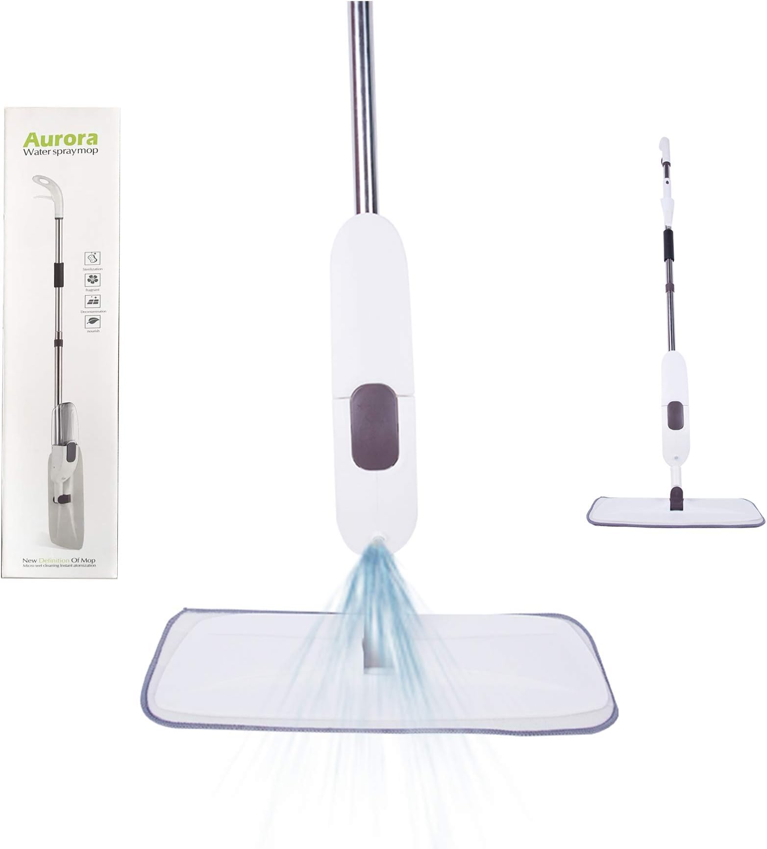 Prime Homes – Floor Mop with Microfibre Pad and Spray Dispenser – Including Two Microfibre Pads, 600ml Refillable Bottle and Floor Cleaning Tool.