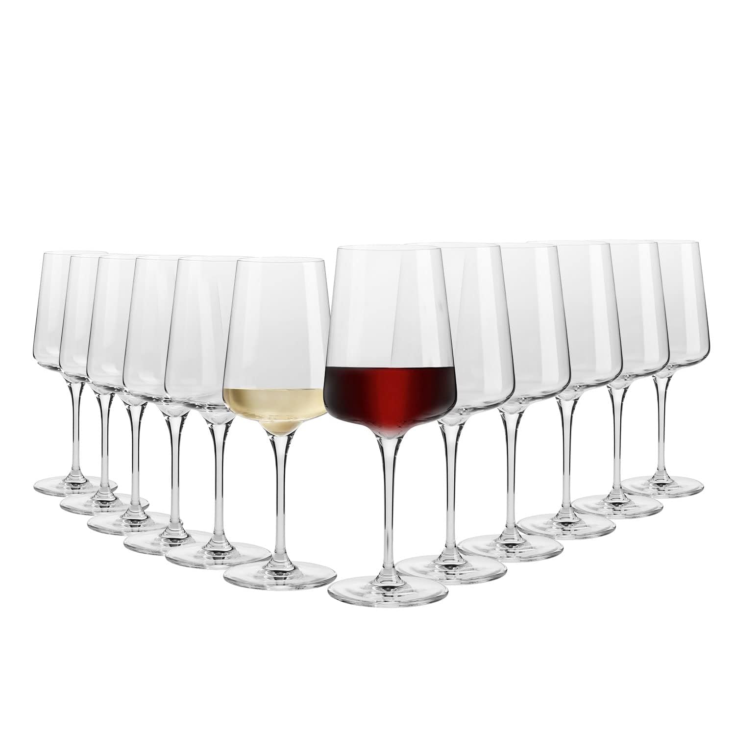 Krosno Rot- und Weißweingläser 12er Set, Inifnity Kollektion | 6 x 400 ml und 6 x 500 ml Weingläser – Elegantes Design – Kristallglas – Ideal für Zuhause, Restaurant und Weinproben