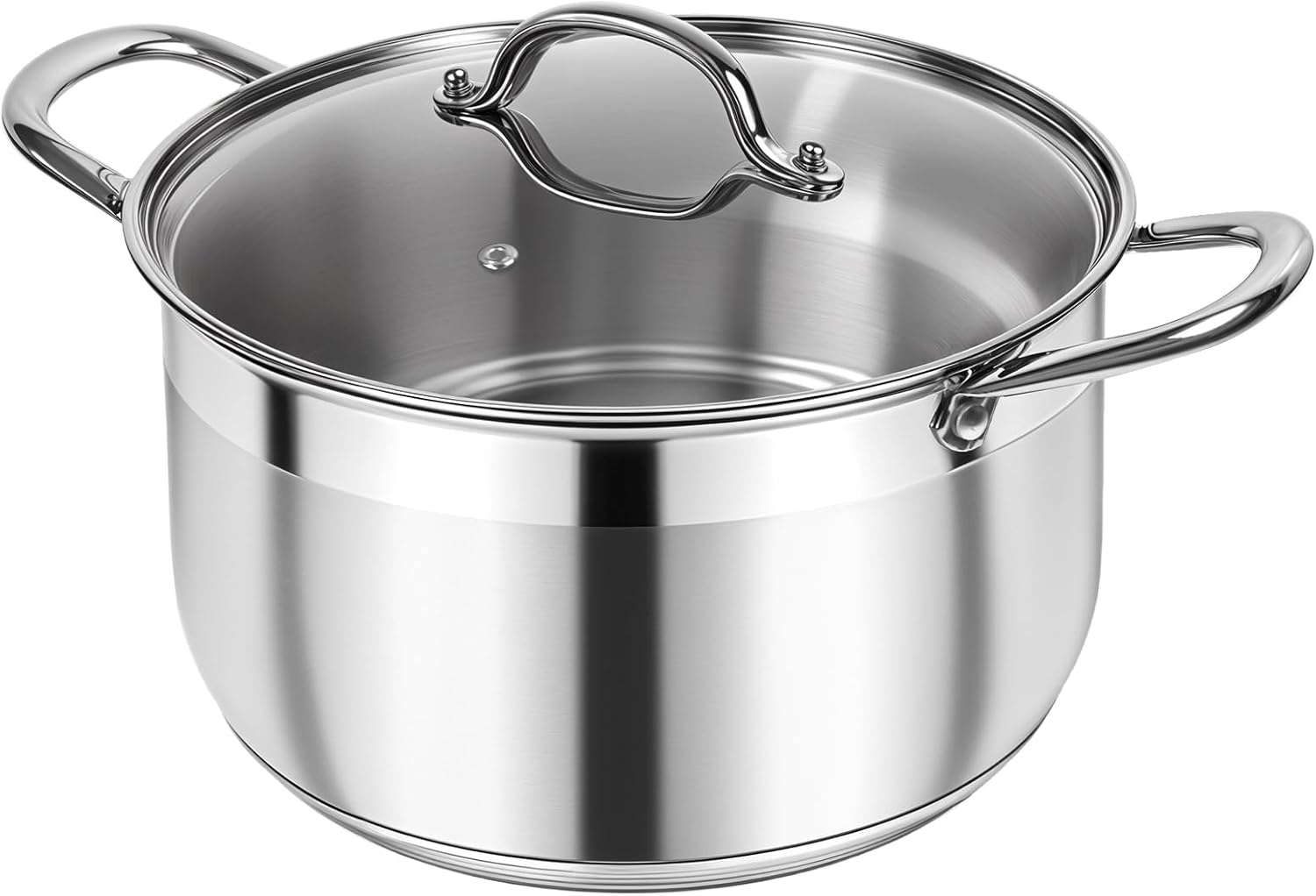 Kirecoo Stainless Steel Stock Pot - 5 Quart Heavy Duty Induction Cooking Pot with Visible Lid for Pasta, Soup, Spaghetti, Nonstick Thick Bottom Big Stockpot, Deep Cookware for Canning, Boiling, Simmer