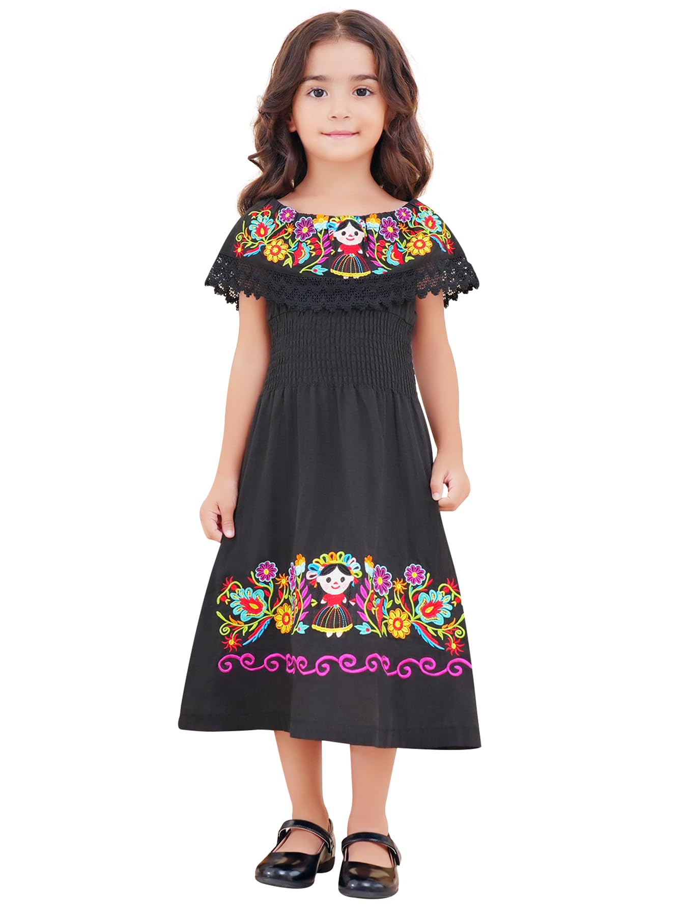 Mexican Dress for Girls Traditional Vestidos Mexicanos Cinco de Mayo Embroidered Dresser Toddler Kids