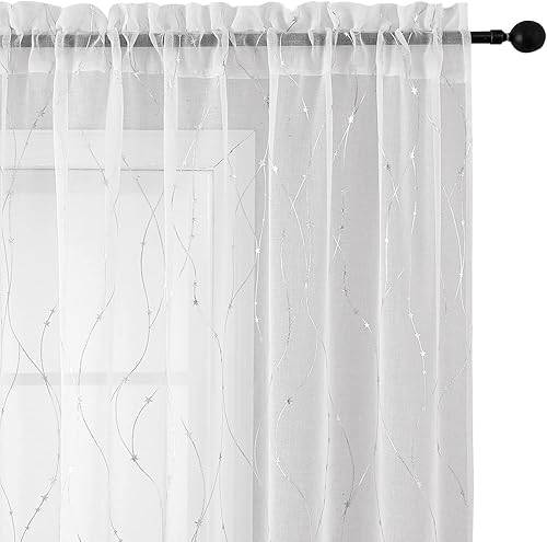 Miniatura 2 de SMILE WEAVER Cortinas traslúcidas blancas para sala de estar, 84 pulgadas de largo, cortinas semitransparentes que filtran la luz y privacidad