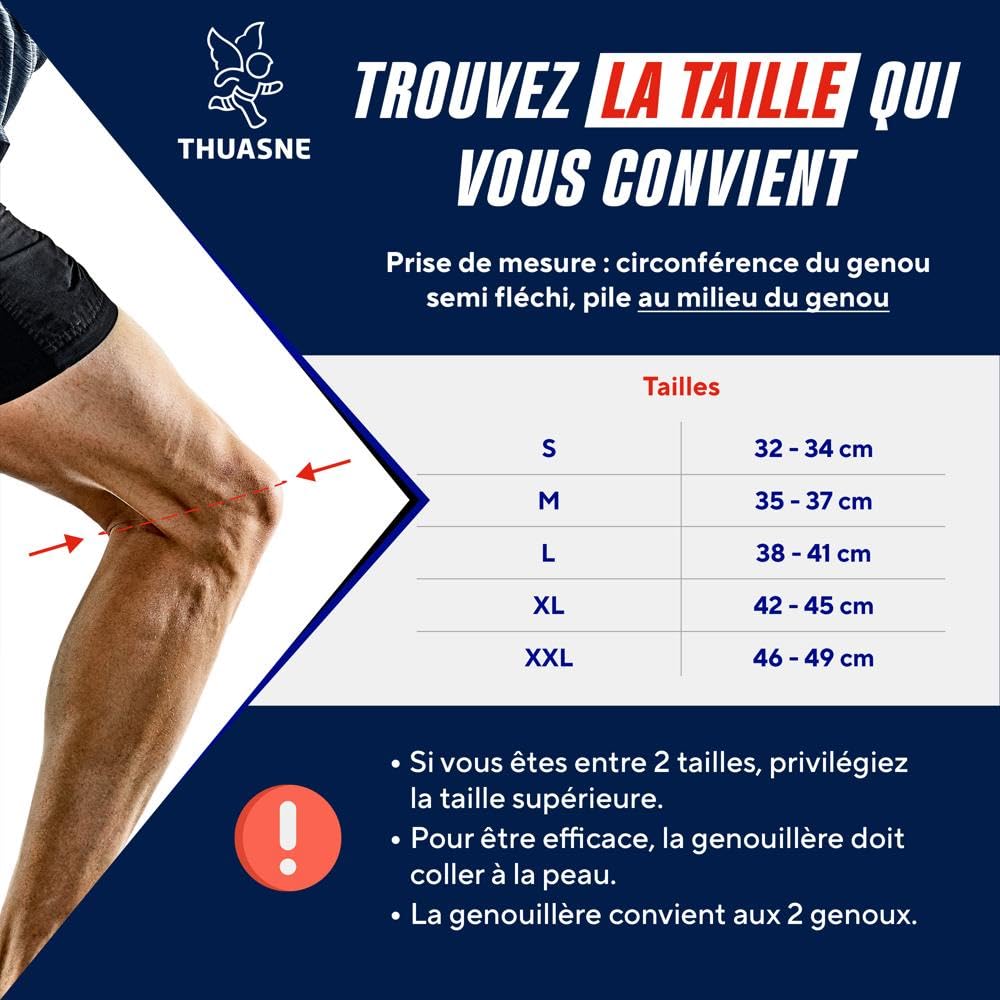 Thuasne Sport - Genouillère de Maintien - Genou Douloureux, Reprise d'Activités Sportives - Tricot Compressif - Indice de Maintien 1/3 - Dispositif Médical CE - Taille XL