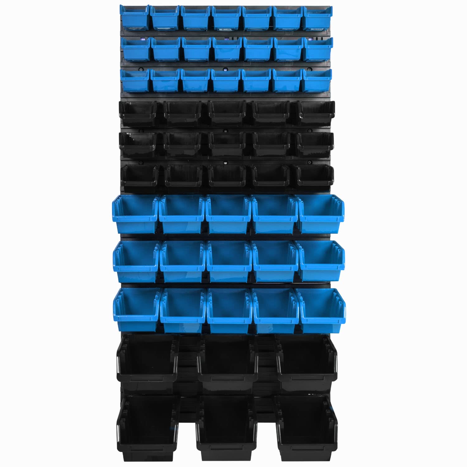 System magazynowy, regał ścienny, 576 x 1170 mm, 57 sztuk, pudełka do układania w stos, półki magazynowe, bardzo mocne płyty ścienne, możliwość rozszerzenia, regał warsztatowy, regał magazynowy, regał