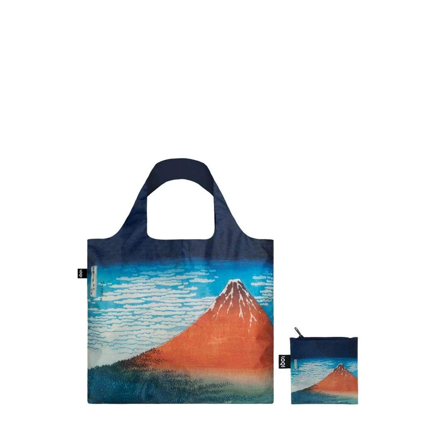 LOQI Borsa Della Spesa Riutilizzabile Hokusai - Fuji Rosso, Montagne In Tempo Libero, 50x42 Cm, Portata 20 Kg