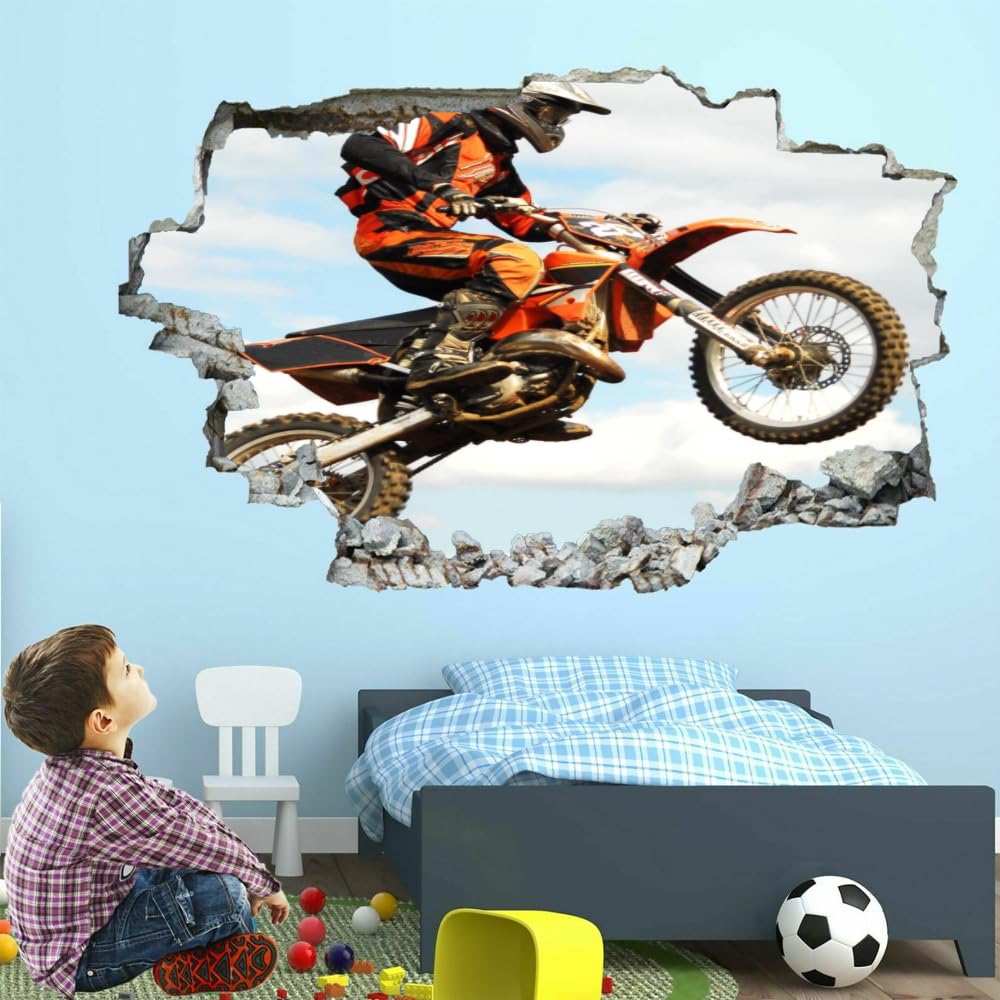 Décoration murale 3D, voiture de course amovible autocollant mural salle de sport étanche décalcomanies murales trou mural décalcomanie pour filles enfants chambre papier peint mariage décor cadeau