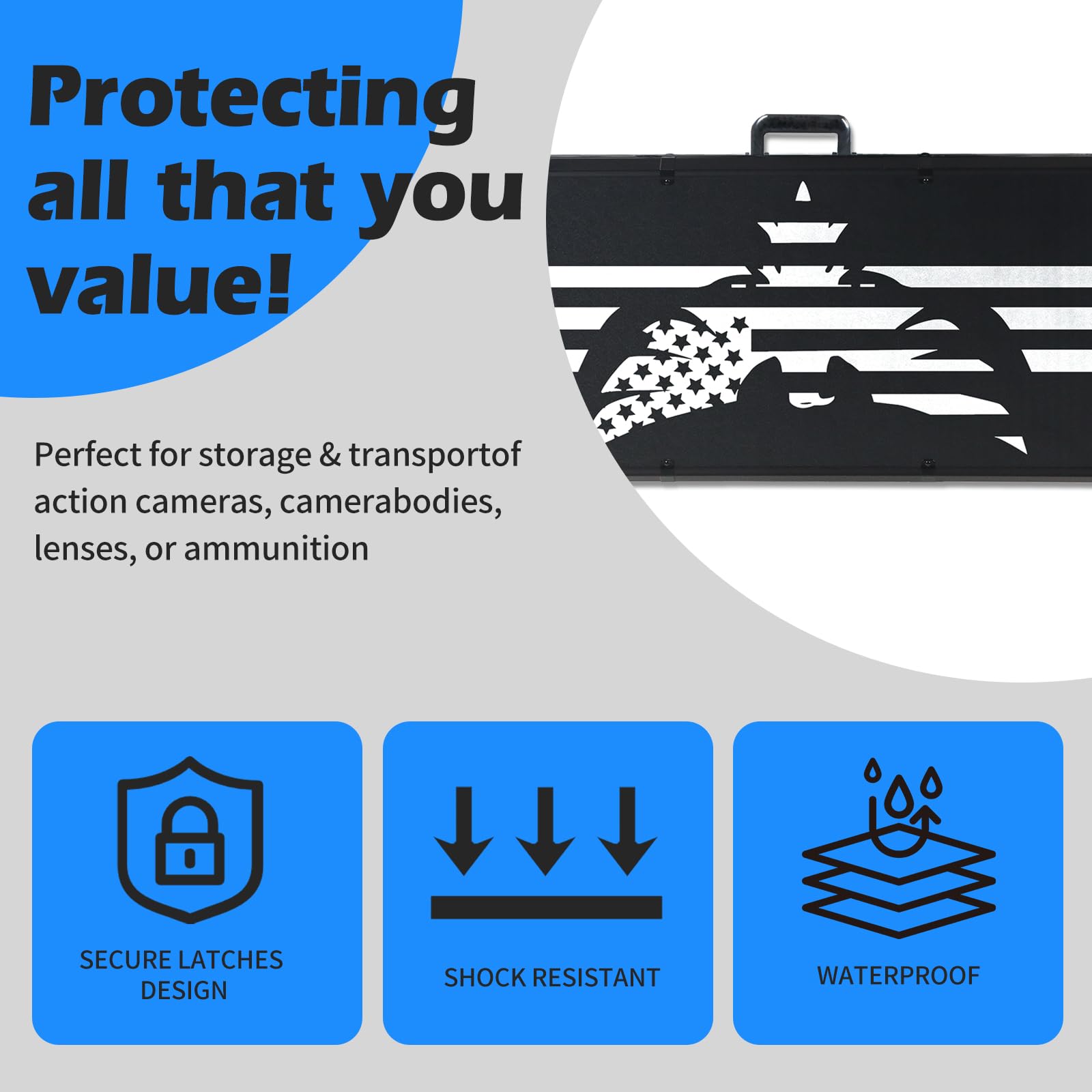 TTSITG 47” Rifle Hard Case, TSA Approved Long Case IP67 Waterproof & Crushproof with Wheels, Customizable Foam, 2 Handles and 4 latches,Travel Case for 2 Rifles, Guns, Shotguns, Ammo, Scopes & Gear