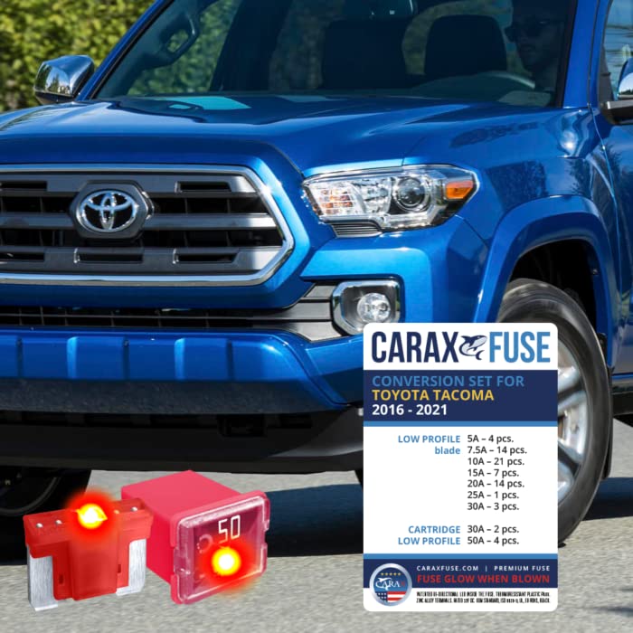 CARAX Glow Fuse Set - Toyota Tacoma 2016-2021 - Smart Glow Fuse kit Assortment Glow When Blown LED Automotive Fuse – Smart Auto Glow Fuse Easy Identification