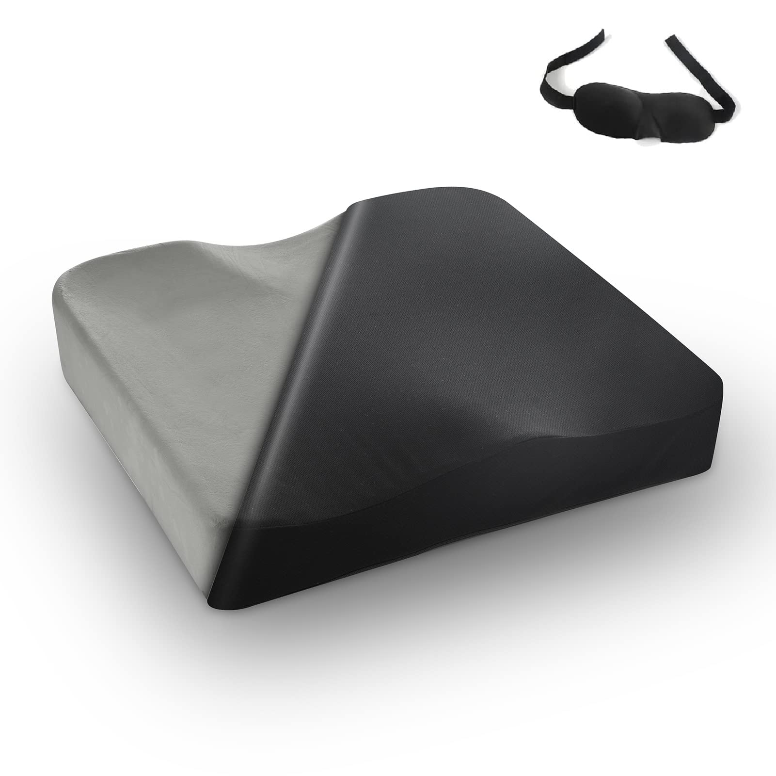 XL Comfort Seat Cushion | Non-Slip Orthopedic Fresh Bamboo Charcoal Memory Foam | Back and Tailbone Relief | for Car, Travel, Office, Wheelchair | 19" x 17" x 3.5" | Black