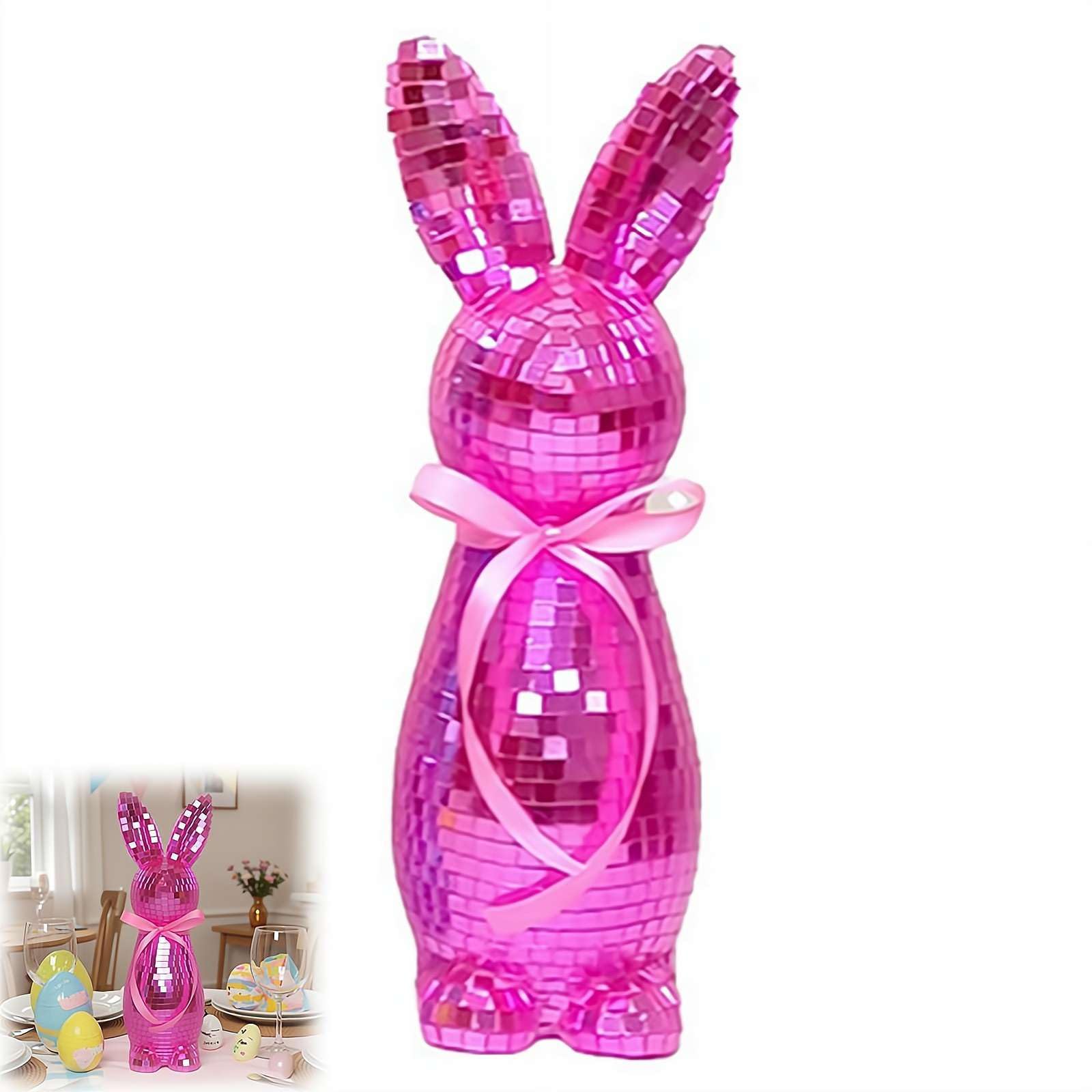 Spiegel Discokugel Osterhase Discokugel Dekoration Coole Reflektierende Licht Spiegelkugeln für DJ Club Party, D-isco Tanzparty Tischdekoration Kaninchen Skulpturen und Statuen