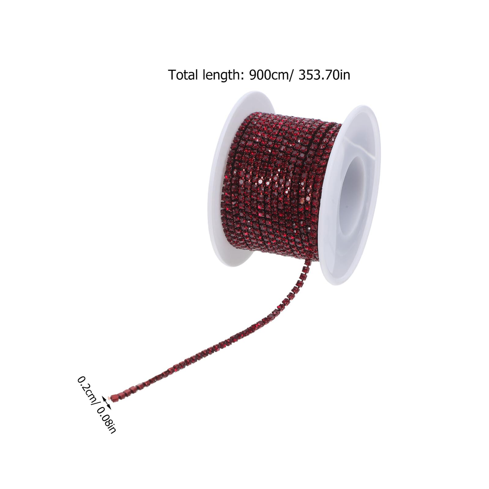 GLSTOY Rollo de Cadena de Gemas de Imitación 2 Mm 10 Yardas Color Rojo Profundo para Manualidades, Adornos de Costura, Decoración de Ropa, Zapatos y Joyería DIY — view 2