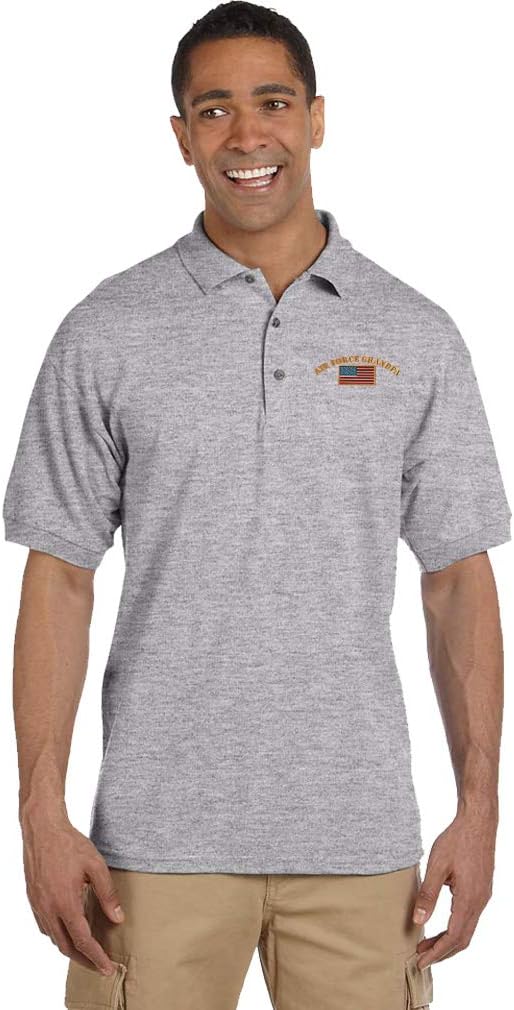 Polo Shirts for Men Air Force Grandpa Embroidery Cotton Short Sleeves Golf Tees