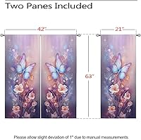 Vista 26 de Cortinas opacas de mariposa para decoración del hogar de niñas y niños, hermosas flores en acuarela, con ojales, aislamiento térmico, cortinas
