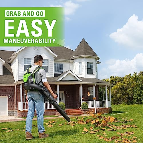 Image of Greenworks 40V (165 MPH / 660 CFM / 75+ Compatible Tools) Cordless Brushless Backpack Leaf Blower, 8.0Ah Battery and Charger Included, Green