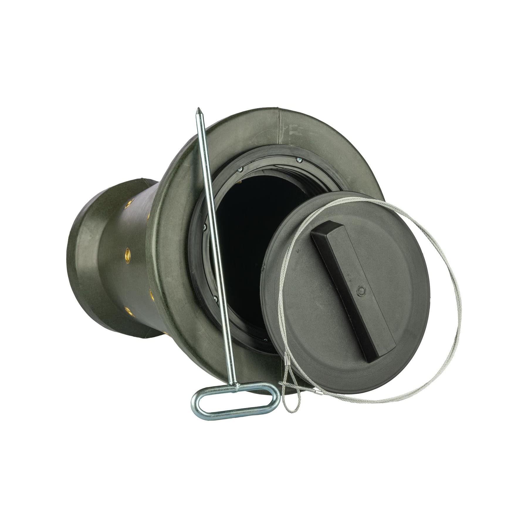 EUROHUNT - Cono di alimentazione 2.0 con ancoraggio a terra e corda di fissaggio, rinforzato con occhielli in metallo, fori spessi 14 mm, verde, portata massima 18 kg