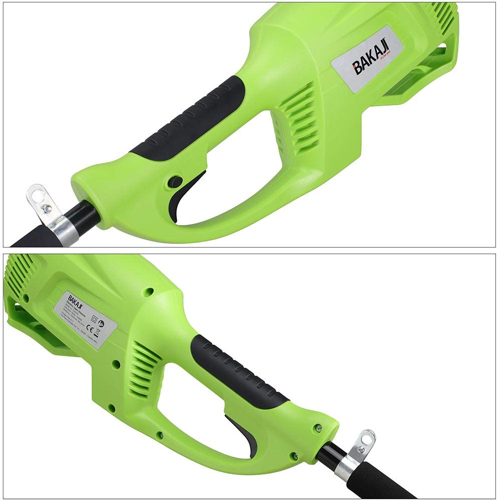 BAKAJI Desbrozadora eléctrica 1000 W 7300 RPM Diámetro Corte 35 cm Cortacésped con Doble Mango Antideslizante cortacésped jardín con Correa y Cable de Nailon de 6 m Incluido