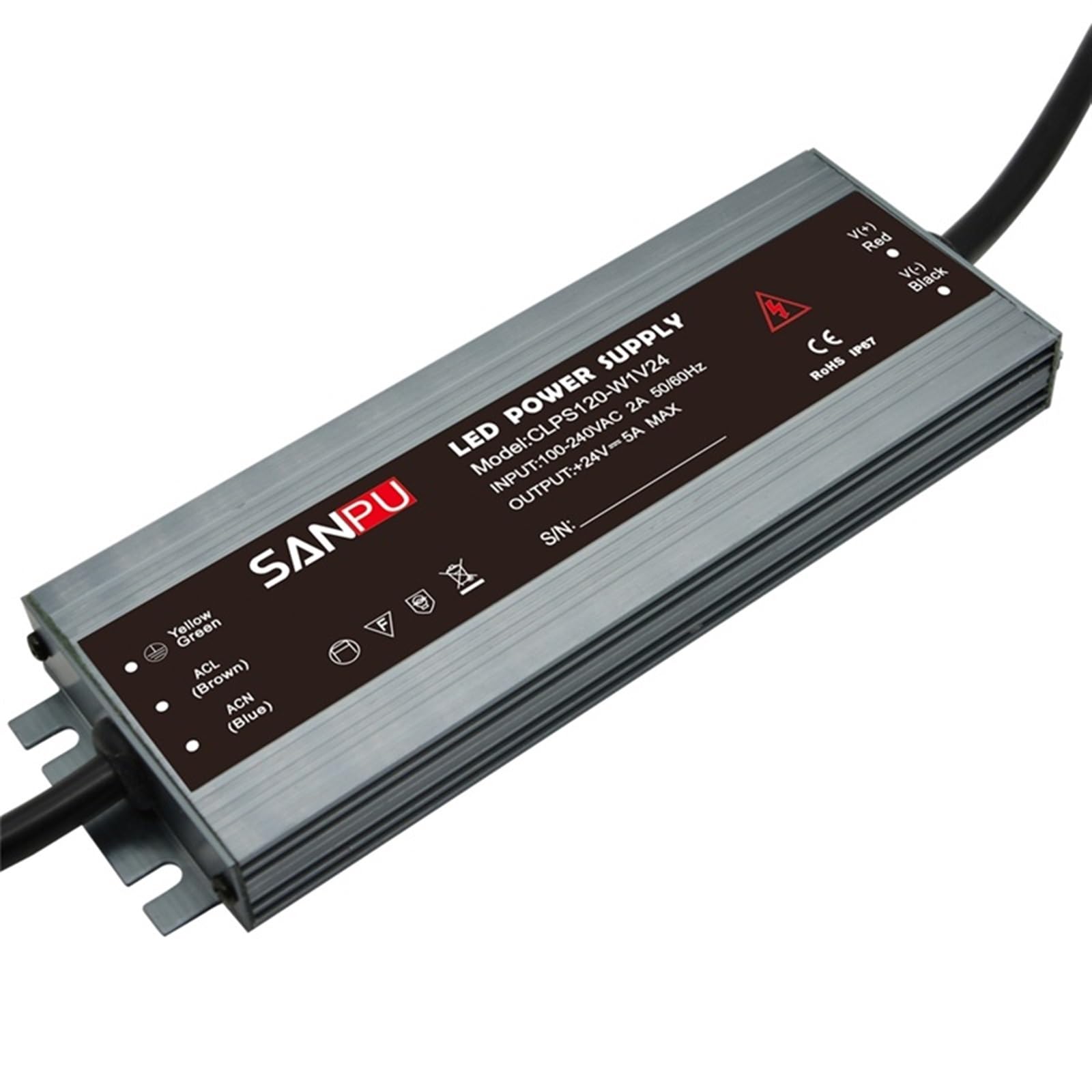 HYUJNAFZR LED Power Supply 24V 120W 5A Waterproof IP67 Constant Voltage AC to DC 24 Volt Lighitng Transformer Slim LED Driver 24VDC