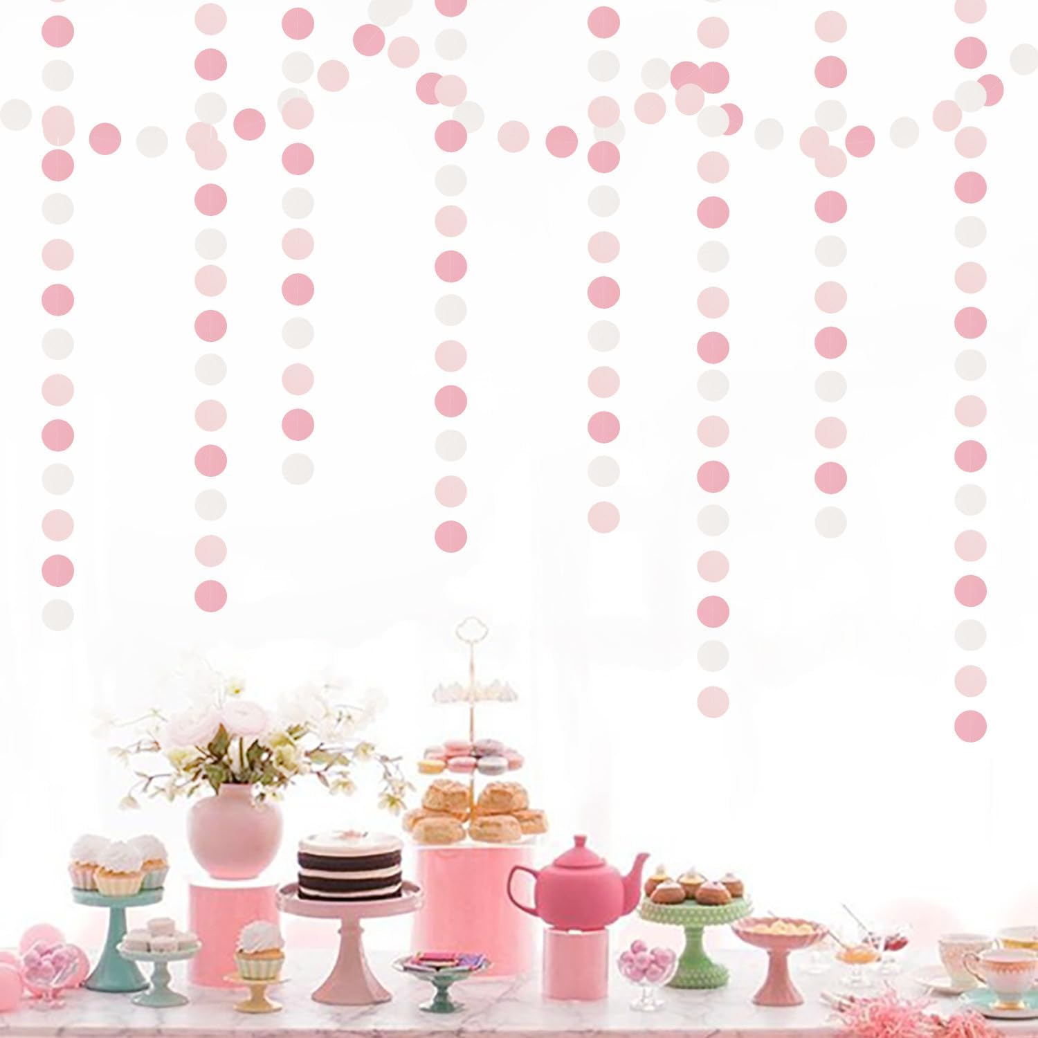 Light-Pink White Girls-Birthday Party-Decoration Garland - 52ft Baby Bridal Shower Blush Streamers,Valentines Mothers Day Graduation Bachelorette Supplies Banner Decor Lasting Surprise - Image 4