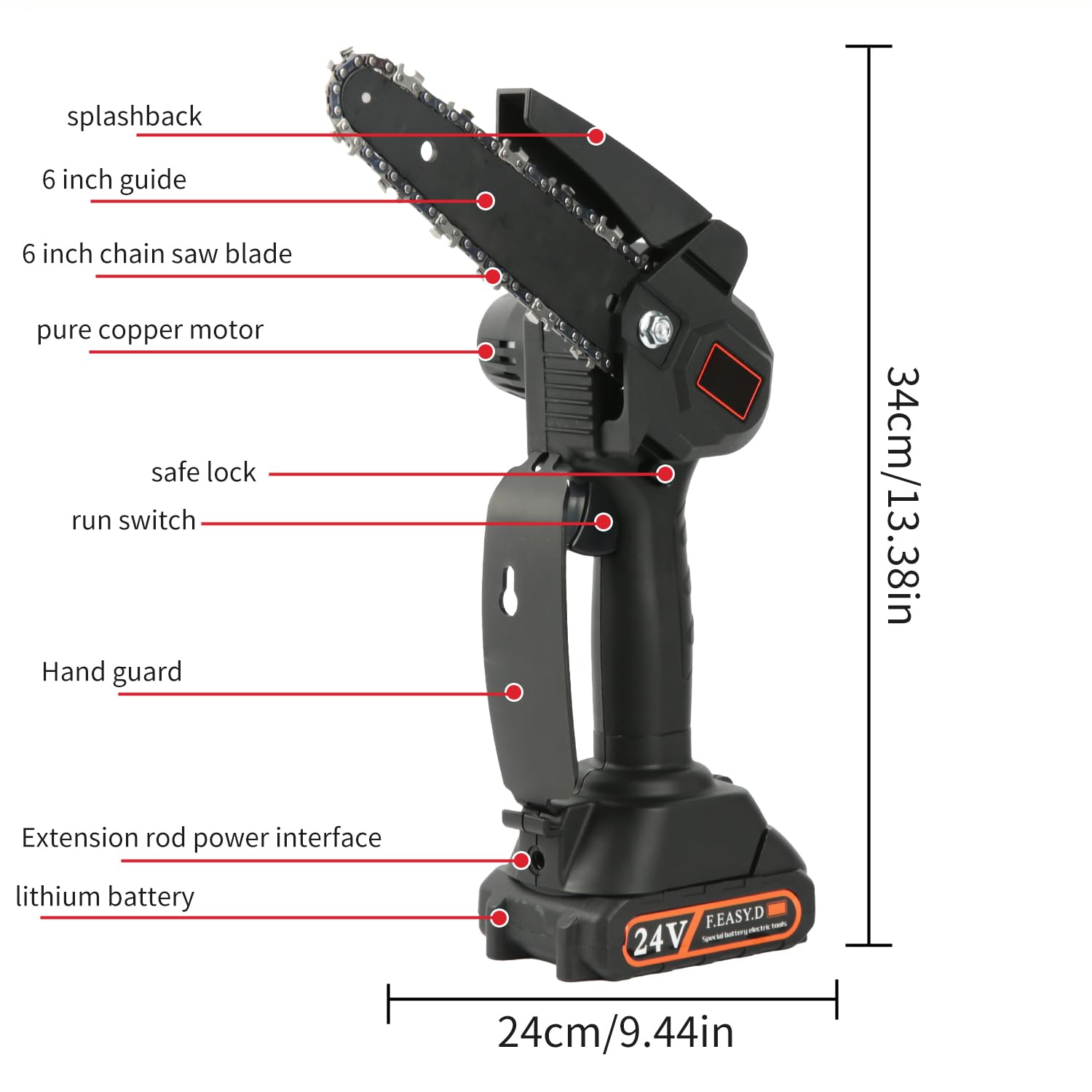 2 in 1 Motosierra Bateria, 8 Pulgadas Sierra Electrica Podar Arboles con Batería de 4000mAh, Serrucho de Poda, 30ML Depósito de Aceite, Length 2.25M Podadora Electrica Bateria (con 2 Batería)