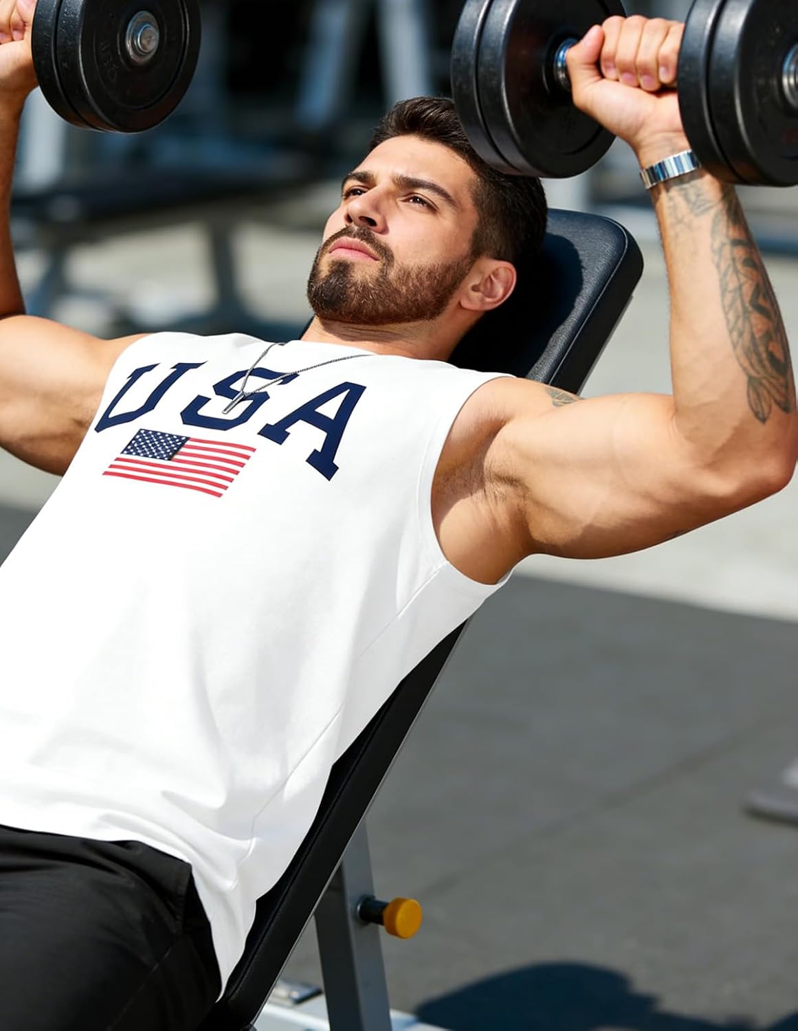 Men's Palm Tree Tank Tops Sleeveless Athletic Shirt Summer Beach Muscle Patriotic Tank Top