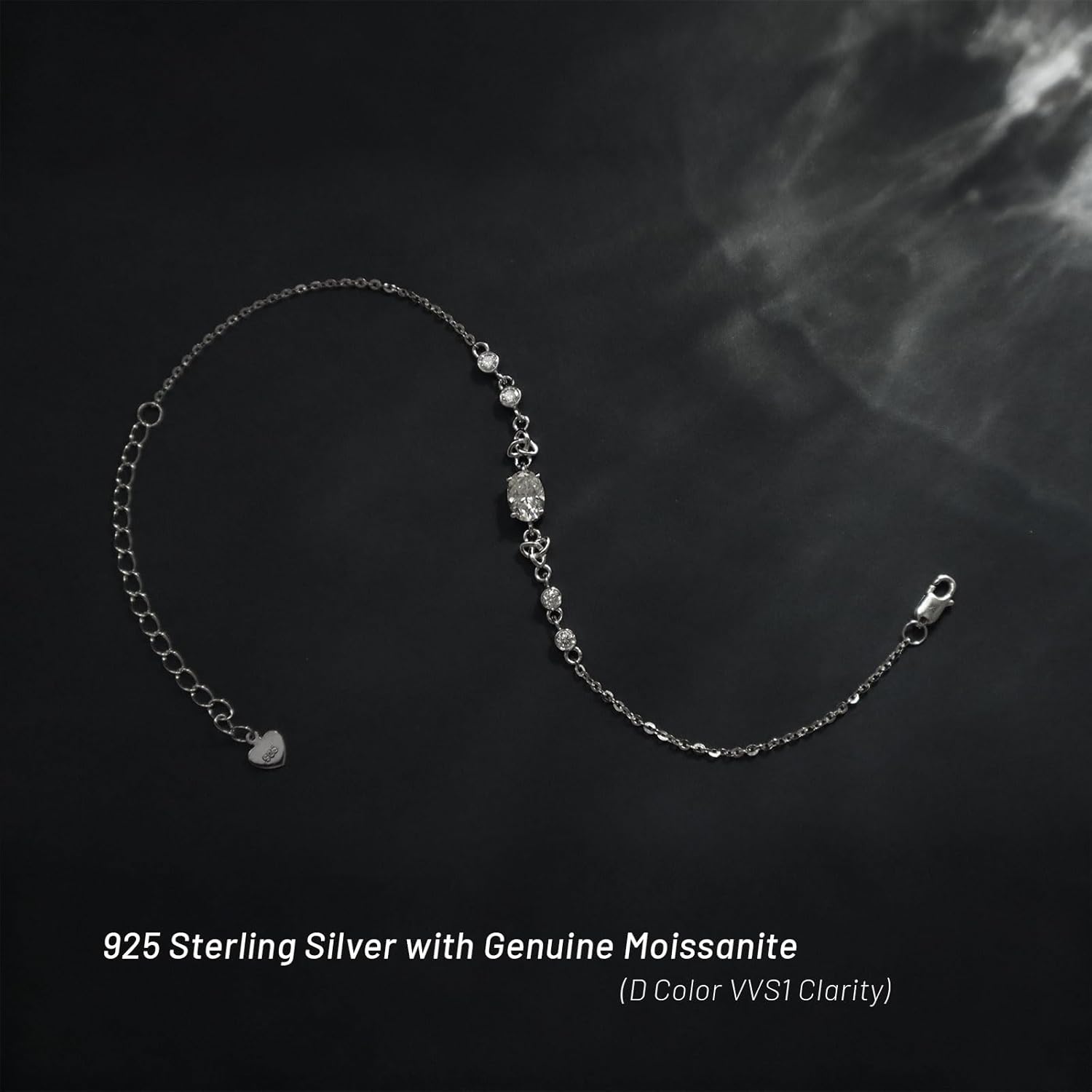 1.28CT Moissanite Celtic Knot Bracelet for Women 925 Sterling Silver D Color VVS1 Clarity Oval Moissanite Bracelet Jewelry for Her Wife Mom - Image 2
