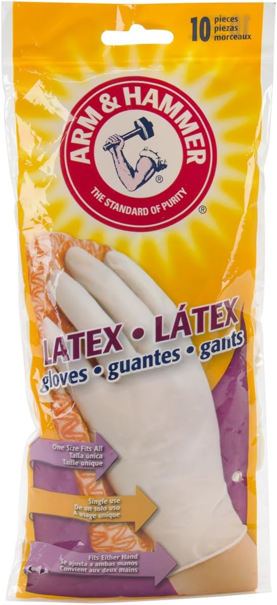 Arm & Hammer Regent 10 Pack Universal Latex Gloves, White