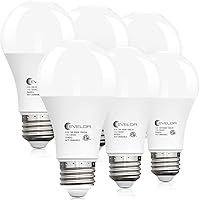 Evelor 6-Pack A19 LED Bulbs 100W Equivalent, 5000K Daylight 1500 Lumens, 13W E26 Non-Dimmable, 15000 Hour Lifespan for Home Office