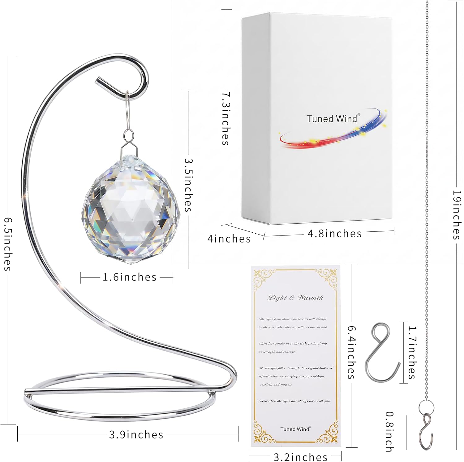 A Unique Sympathy Gift to Comfort & Heal: Tabletop or Hanging Rainbow Maker Memorial for Loss of Loved One, Mother, Father. A Thoughtful Miscarriage Gift with Stand & Chain for Window or Patio