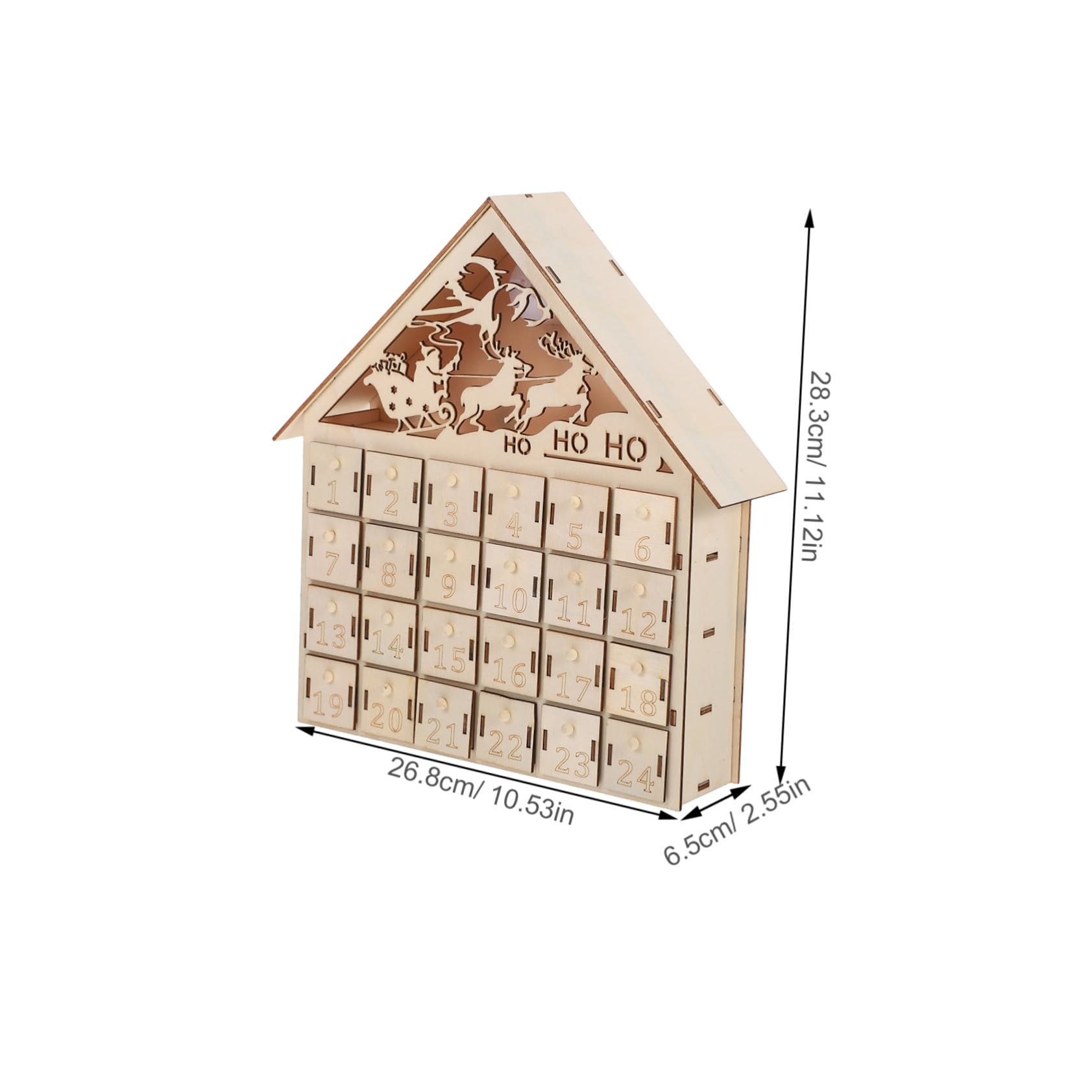 Anneome Holz Adventskalender Tage LED Beleuchtet Nachfüllbar Weihnachtscountdown Rustikales Tischdeko Festliches Dorf DIY Füllbare für Familienfreude