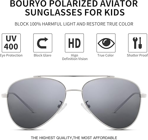 Miniatura 5 de Gafas de sol polarizadas de aviador para niños, niñas, jóvenes y jóvenes de 5 a 18 años