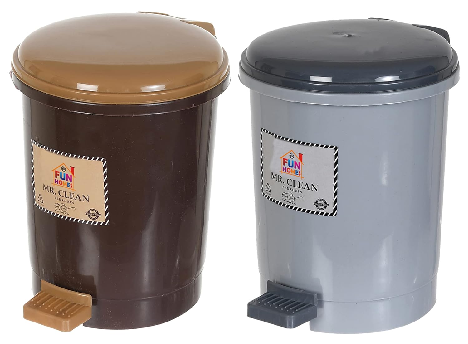 Tiny Countertop Trash Bin - Mini Desktop Garbage Bin (Brown & Grey) - Pack of 2