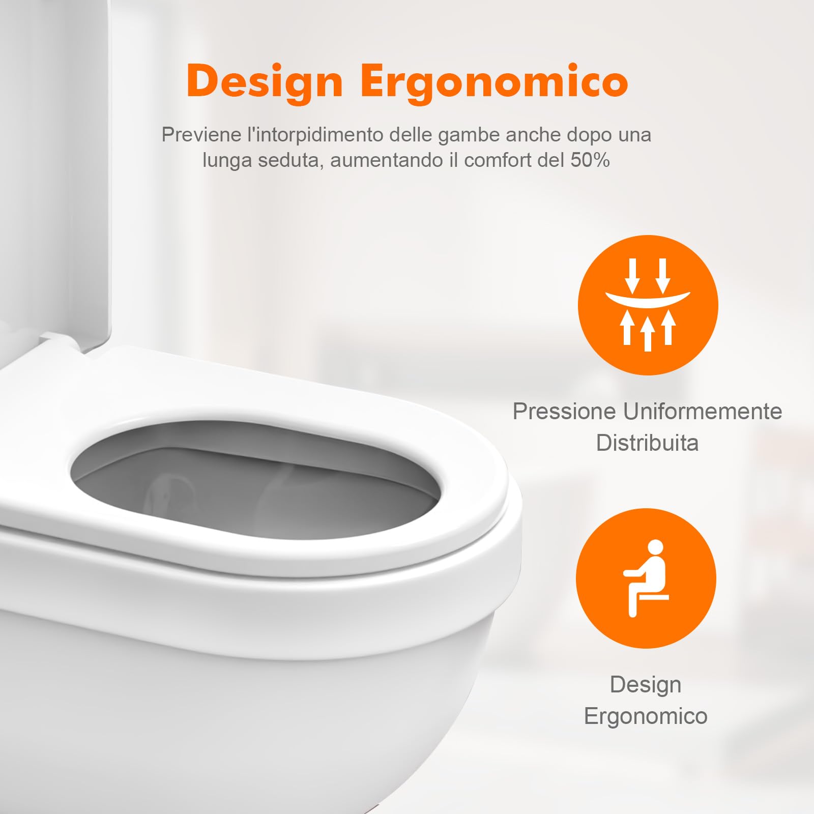 Ibergrif M41001 Sedile WC, Copriwater Universali D Forma, Tavoletta WC con Chiusura Ammortizzata Soft-Close, Sgancio Rapido, Plastica Antibatterico Facile da Pulire, Bianco