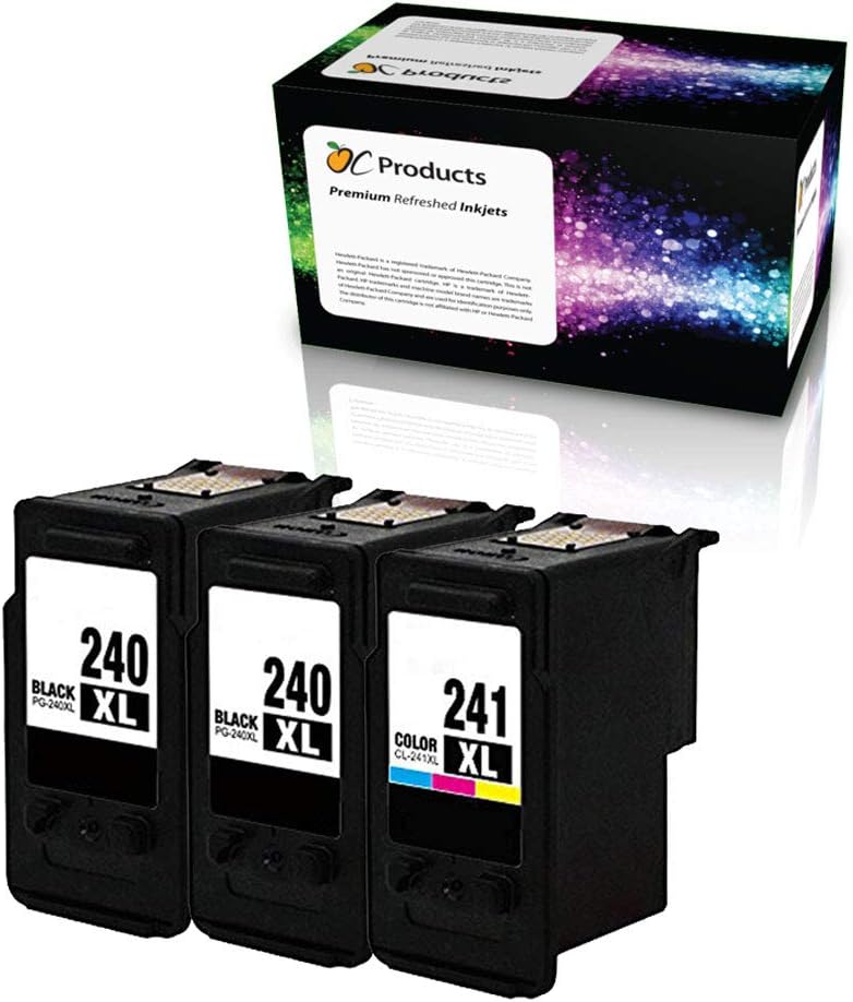 Remanufactured Replacement for Canon PG-240XL and CL-241XL Ink Cartridge for Canon MG2120 MX532 MG3220 MG3520 MG3620 MX472 Printers (2 Black 1 Color)