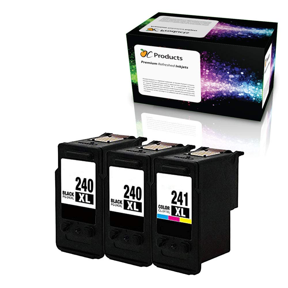 Remanufactured Replacement for Canon PG-240XL and CL-241XL Ink Cartridge for Canon MG2120 MX532 MG3220 MG3520 MG3620 MX472 Printers (2 Black 1 Color)